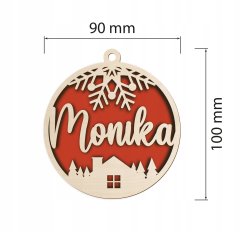 DE Drvena kugla s imenom, filc, 1 KOM. Personalizirane kugle za poklon