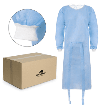 Pregača za jednokratnu upotrebu plava XL s manžetom (24g netkani materijal) 100 kom
