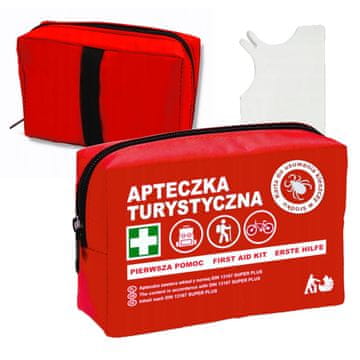 DIN 13167 TURISTIČKI putni pribor prve pomoći s priborom za prvu pomoć i karticom za uklanjanje krpelja 1 kom.