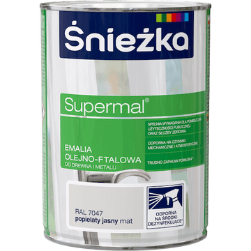 SUPERMAL ULJNO-FTALNA EMAJLIRANA BOJA ZA METAL MAT SVIJETLO PEPELJAVA R7047 0,8L