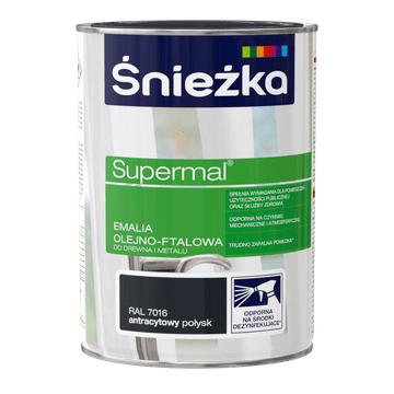 SUPERMAL EMAJLIRANA BOJA ZA METAL ULJNO-FTALNA ANTRACITNA RAL7016 0,8L