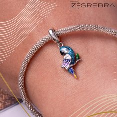 PRIVJESCI PAPIGA šareni srebrni S925 perle perle kubni cirkonij privjesak ptica