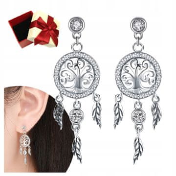 Viseće naušnice od 925 srebra DREAM CATCHER s cirkonima i kristalima