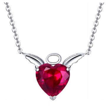 Srebrni lančić pr 925 s crvenim kristalom SRCE kubni cirkonij srebrno SRCE