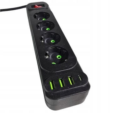 2xUSB PRODUŽNI KABEL 5 UTIČNICA 2m USB TYPE-C PUNJAČ 3x PRODUŽNI KABEL
