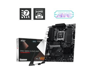 slomart MSI PRO B850-S EVO WIFI matična ploča (AM5, 4xDDR5, ATX)