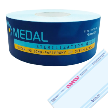 MEDAL Rukav za sterilizaciju parom STEAM 75 mm x 200 m ravna papirna folija 1 rola