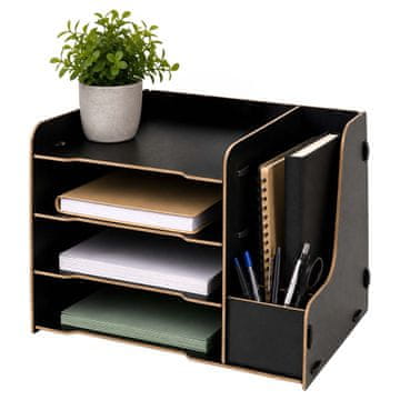 Northix Organizator za radni stol s 4 pretinca od MDF-a, završna obrada s efektom drva