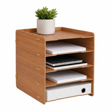 Northix MDF pladanj za pisma s 5 utora – tamnosmeđi organizator s efektom drva