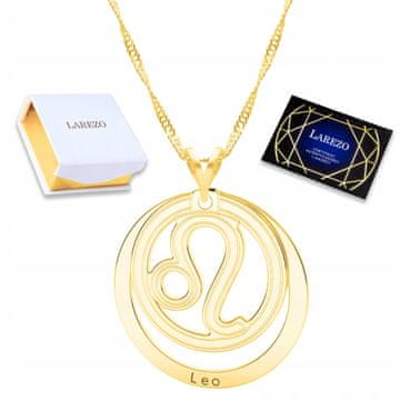 Złoty Naszyjnik Zodiaku Lew Znak Lion Horoskop Astrologia 925