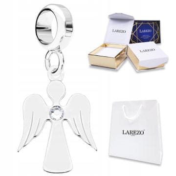 Charms Srebrny Wiszący Aniołek Stróż Skrzydła Lśniący Anioł SREBRO 925
