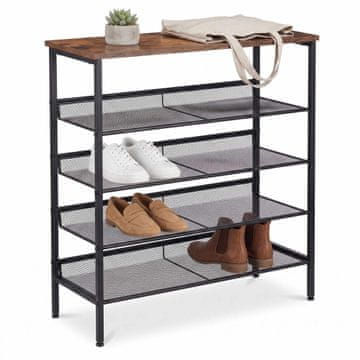 Northix Stalak za cipele od metala i MDF-a s 5 razina, smeđi, 81x75x30 cm
