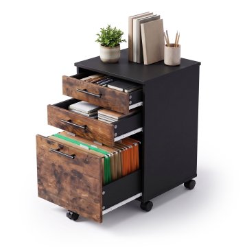Northix Mobilni ormarić s 3 ladice, smeđi – 57,5x40x40 cm