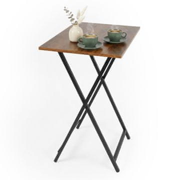 Northix Sklopivi metalni stol s površinom u imitaciji drveta, 66,5 × 48 × 36 cm
