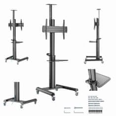 Gembird TVS-70T-02 Aluminijski podni stalak za TV s kotačima 37"-70" Crni