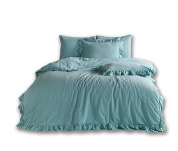 Posteljina 220x200 100% NABRAN PAMUK s volanima mineralno plava
