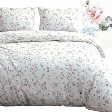 Darymex Pamučna posteljina 160x200 satenska COTTON nježni pastelni cvjetovi bijela
