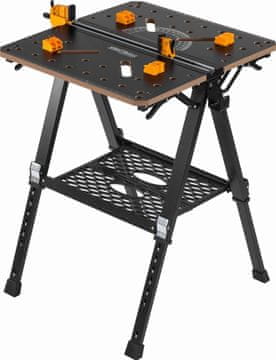 Nikcorp Sklopivi radni stol s 454 kg nosivosti, 70x65 cm radna ploča, MDF i čelik, 7 razina podesive visine 60-92 cm, sustav stezanja, modularni, set s priborom