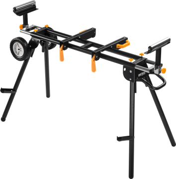 Nikcorp Profesionalni sklopivi stalak za kutnu pilu Kraft&Dele KD11873, ojačani metal, maks. radna širina 216 cm, univerzalna kompatibilnost, podesiva stabilizacijska noga, ugrađeni transportni kotači, za