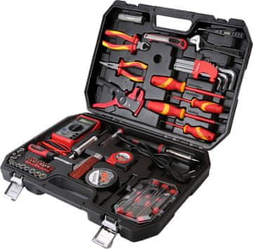 Nikcorp Profesionalni Set Alata 68 kom. za Elektroniku i Električne Radove, Lemilica 30W 220V, Svjetiljka 9 LED, Rulet 3m, Izolacijska Traka 19x20m, Kofer Crni