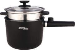 Nikcorp Električni lonac 1,5L, prijenosni štednjak, neprianjajuća površina, 2 razine snage (300W/600W), promjer 18cm, visina 16cm, model KD4169, idealan za ured i putovanja, sa staklenim poklopcem