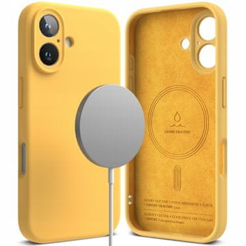 RINGKE maskica za Apple iPhone 16 Plus, silikonska magnetska MagSafe maskica - žuta