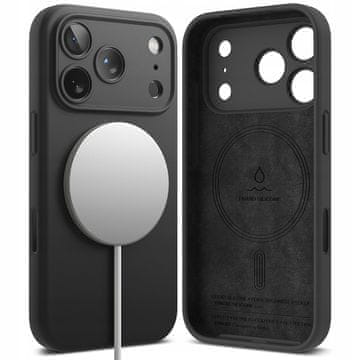 RINGKE maskica za Apple iPhone 17 Pro Max, silikonska magnetska MagSafe maskica - crna