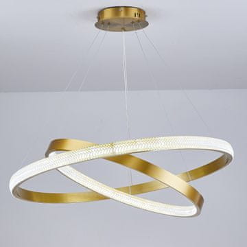 DE STROPNA SVJETILJKA VISEĆA LED LUSTERA + DALJINSKI UPRAVLJAČ 30W 40/60cm 2 PRSTENA zlatna