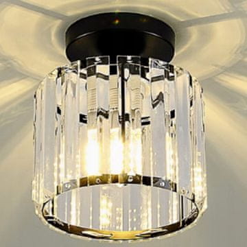 Kristalna stropna lampa, crna, stakleno rasvjetno tijelo, moderni glamur