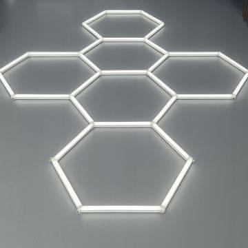 HEXAGON 6 stropna svjetiljka, bijeli aluminij, za garažu, 6500K