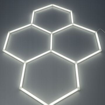 HEXAGON 4 stropna svjetiljka, bijeli aluminij, za garažu, 6500K