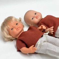 Laneni set, crvena bluza i prugaste hlače za lutku Miniland 38 cm i Paolu Reinu