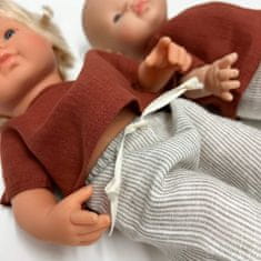 Laneni set, crvena bluza i prugaste hlače za lutku Miniland 38 cm i Paolu Reinu