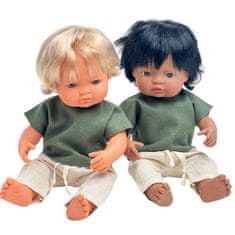 Laneni set, zelena bluza i hlače za lutku Miniland 38 cm i Paolu Reinu