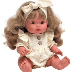 Kombinezon za lutke veličine 34-38 cm, Miniland, mini Colettos, Paola Reina, muslin boje vanilije s volanima