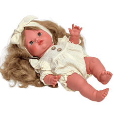 Kombinezon za lutke veličine 34-38 cm, Miniland, mini Colettos, Paola Reina, muslin boje vanilije s volanima