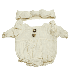Kombinezon za lutke veličine 34-38 cm, Miniland, mini Colettos, Paola Reina, muslin boje vanilije s volanima