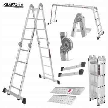 Sklopive ljestve s aluminijskom platformom 4 x 4 460 cm MAX 150 kg Ktaft&Dele