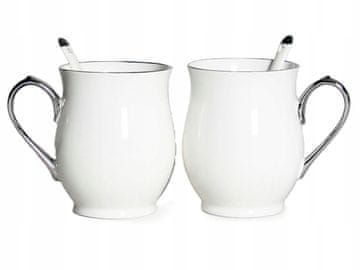 ELEGANTNI SET BIJELIH ŠALICA SA SREBRNIM DETALJIMA 2 X 350 ML
