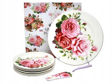 Set porculanskih tanjura sa špatulom u poklon kutiji, kolekcija Rose