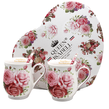 Porculanske šalice, velike, set od 2 x 350 ml, u kutiji, kao poklon - kolekcija Rose
