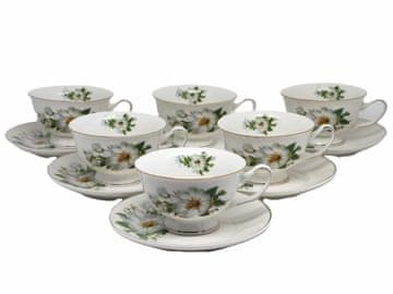 ELEGANTNI SET OD 6 ŠALICA S TANJURIĆIĆIMA ŠALICE S CVJETNIM UZORKOM 150 ML