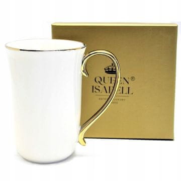 Elegantna bijela porculanska šalica sa zlatnim detaljima, 400 ml, kao poklon