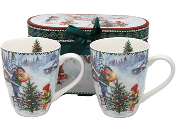 Set božićnih šalica od porculana od 350 ml sa zimskim motivom kao poklon