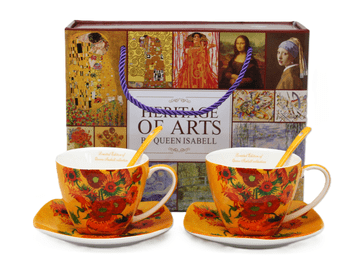 Porculanske šalice s tanjurićima, set od 2, Van Gogh Suncokreti, 250 ml
