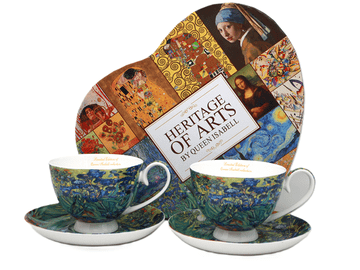 Porculanske šalice s tanjurićima, 2 kom. Van Gogh Irises, 250 ml, kao poklon