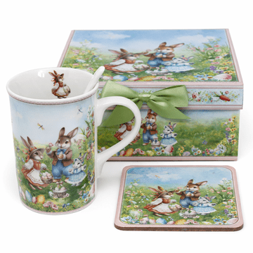 Uskrsna porculanska šalica sa žlicom, podmetač, poklon kutija