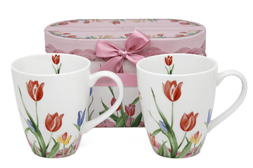 Set od dvije šalice, 360 ml tulipani, porculan, poklon kutija