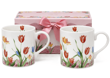 Set od dvije porculanske šalice s motivom tulipana od 250 ml u poklon kutiji