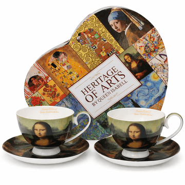 Porculanske šalice s tanjurićima Mona Lisa, set od 2 - poklon set